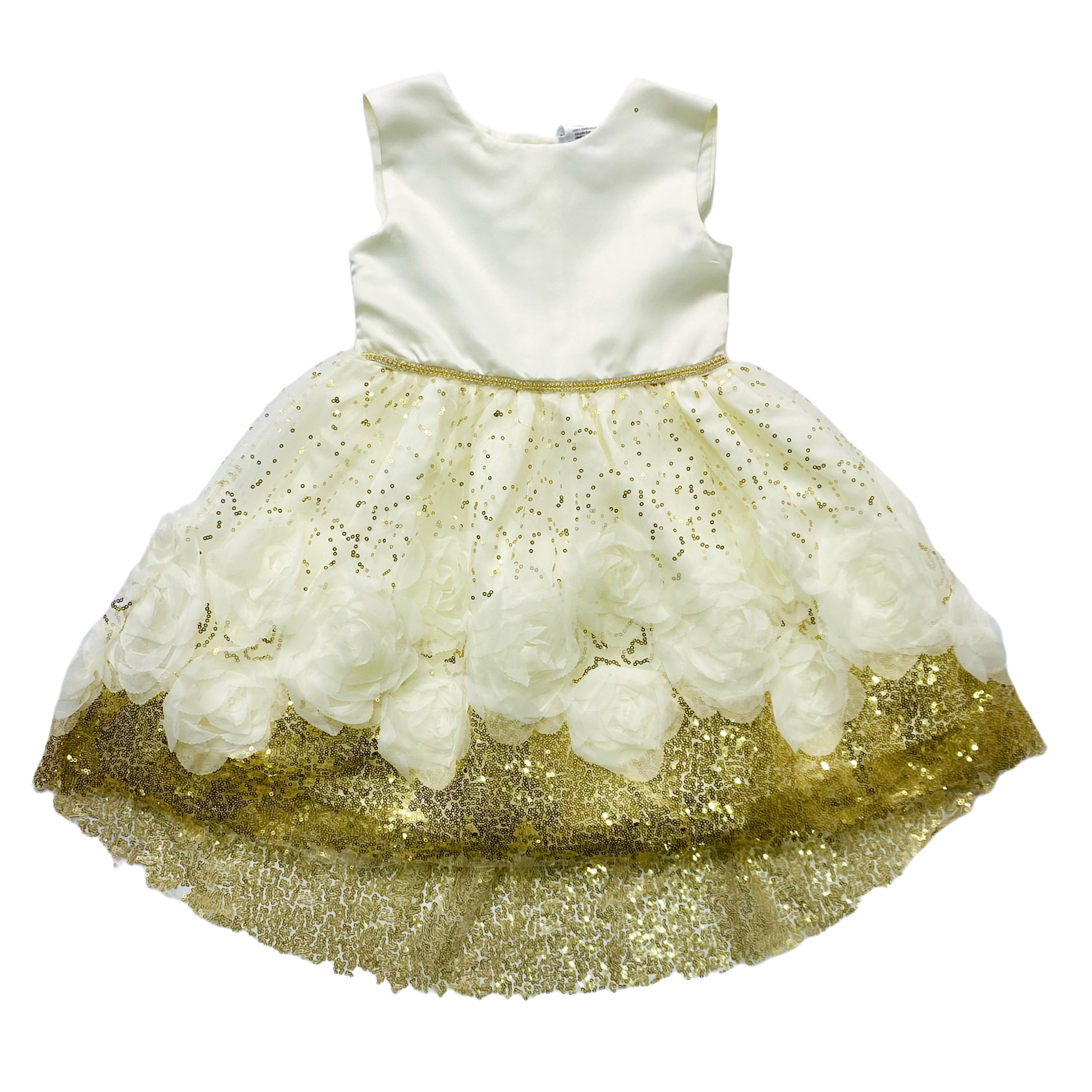 blueberi gold dress Littletown BLUE BERI Boulevard Kid Girl Cream & Rosette Sequin wedding outfits