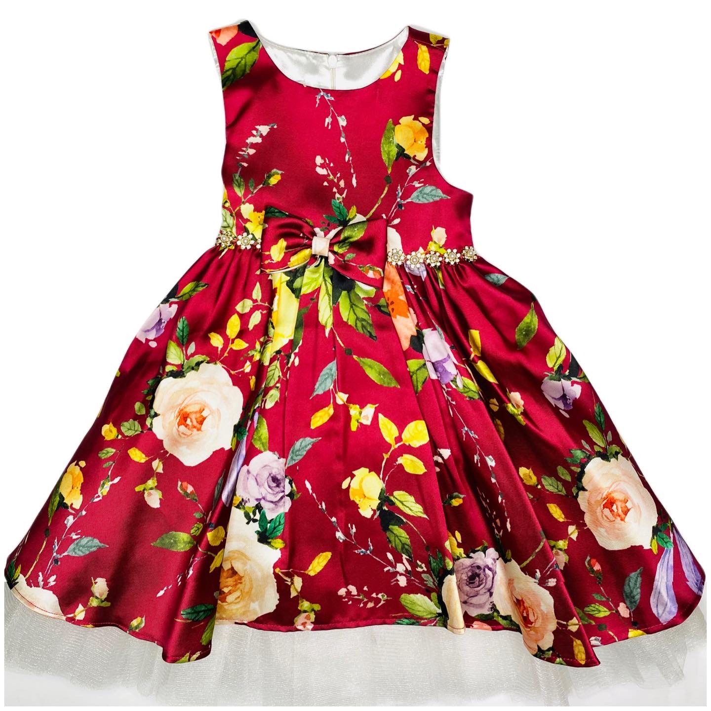 Littletown Couture Princess Kid Girl Burgundy/Multicolored Textured Dress -  Online Luxury Store for Kids