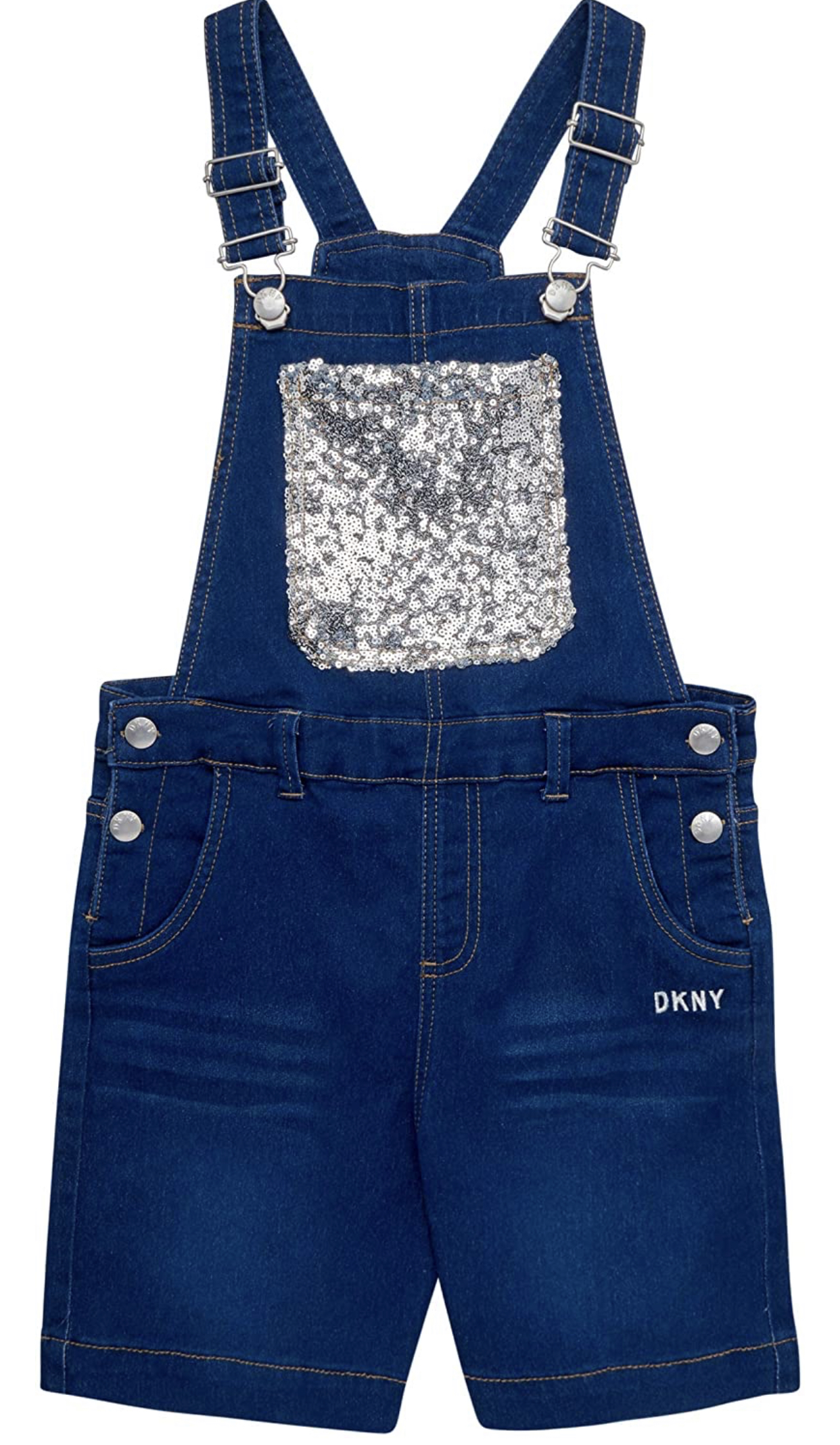 Littletown DKNY Kid Girls' Overalls - Stretch Denim Shortalls with  Adjustable Straps - Online Luxury Store for Kids